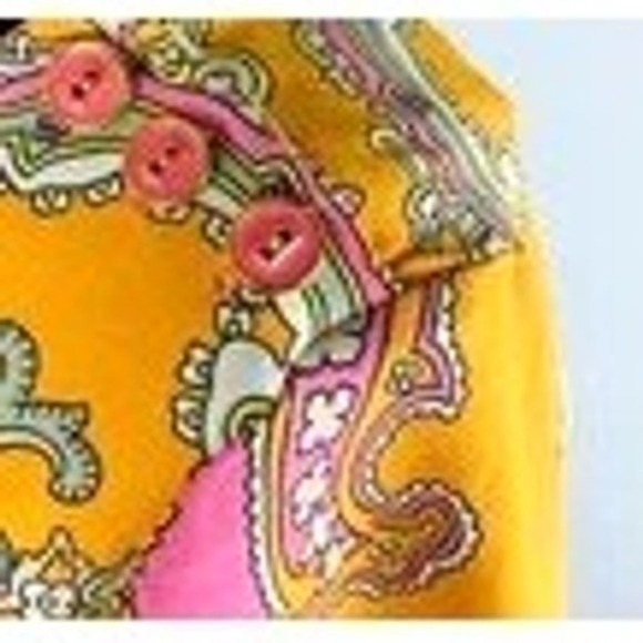 Vibrant Baroque Mandala Scarf Print Blouse Pink Orange Boho Chic Top Petite L - Picture 5 of 9